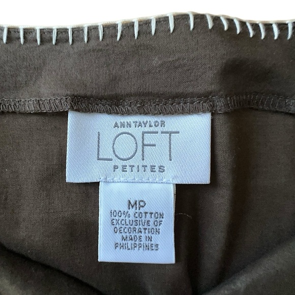 LOFT | NWOT LONG SLEEVE LACE UP EMBROIDERED COTTON TOP RUFFLE | MEDIUM PETITE - Picture 8 of 8